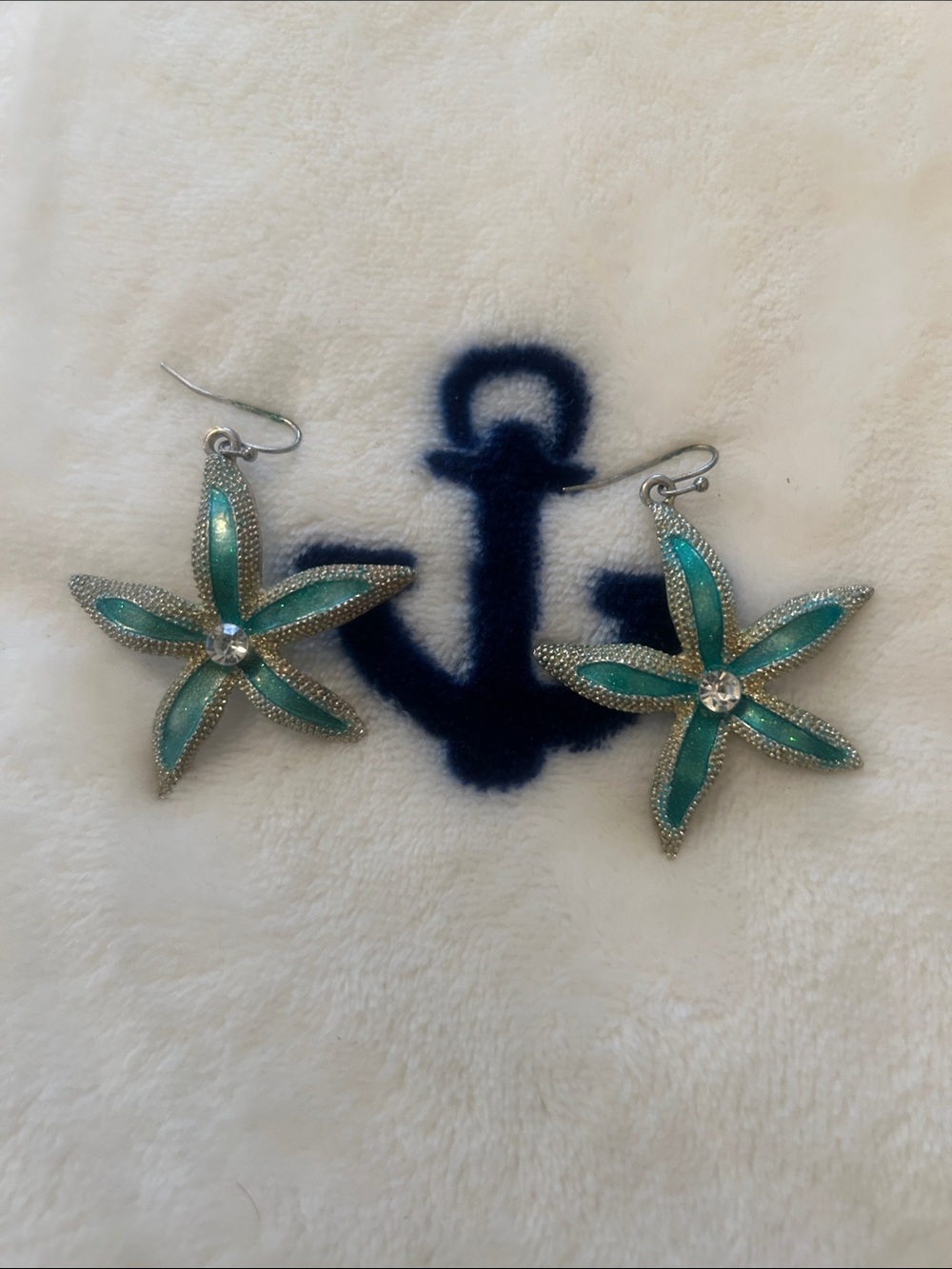 Beaded Teal Starfish Drop Earrings - Women Accessories